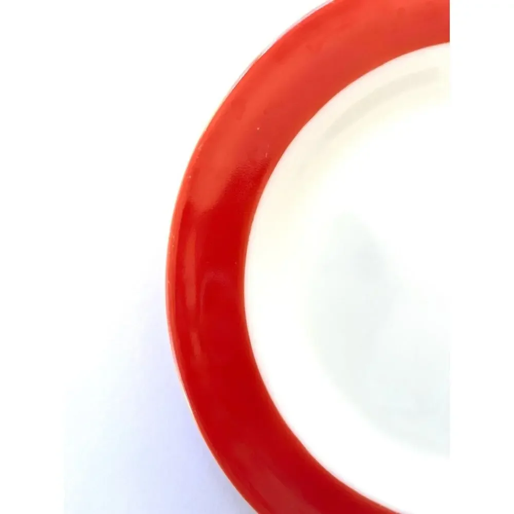 Vintage Pyrex Dinner Plate with Flamingo Pink Coral Rim